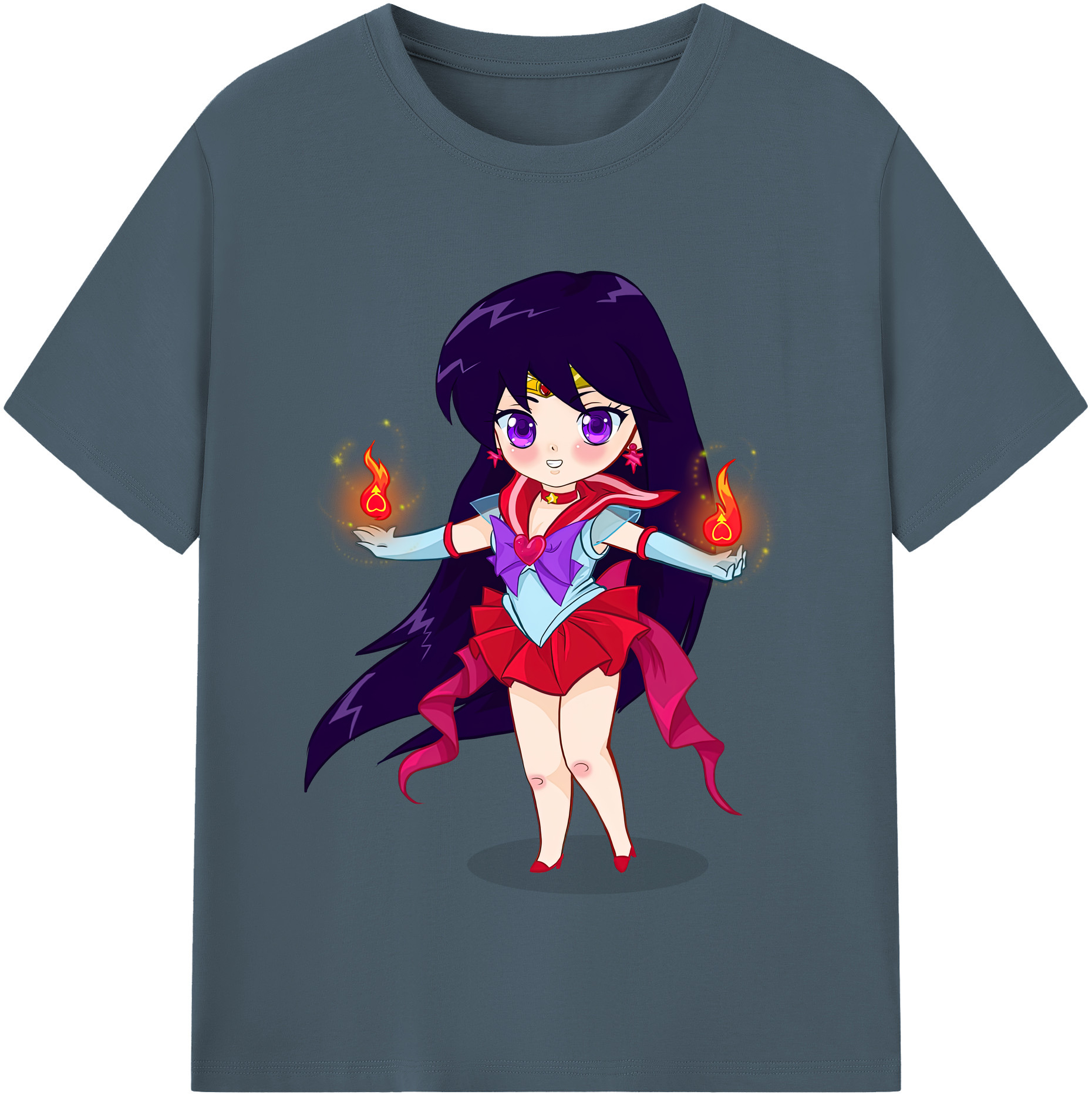 （画像用） 美少女戦士セーラームーン 火野レイ ひの レイ Sailor Moon Hino Rei （セーラーマーズ,Sailor Mars） 綿100％半袖Tシャツ（フロントプリント）